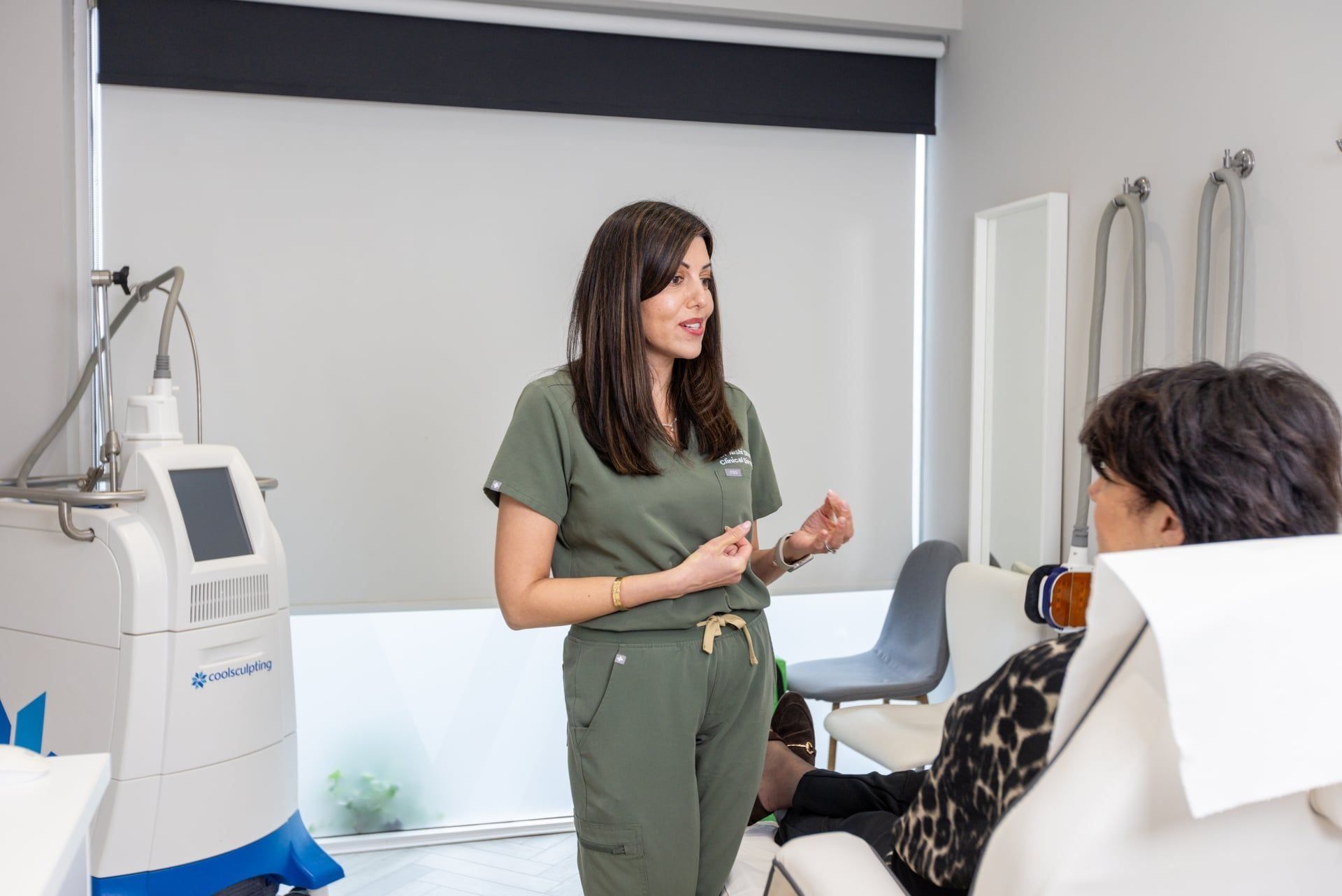 Professional aesthetics training session in clinic