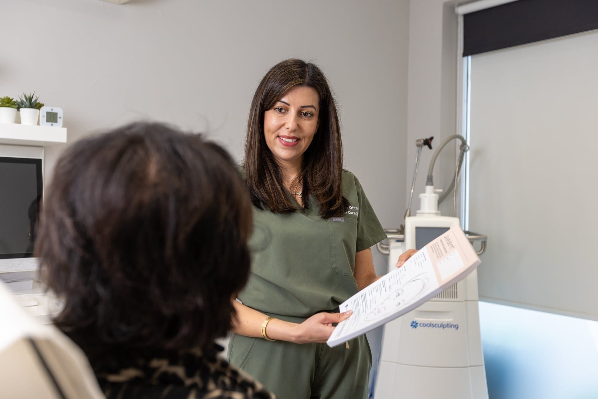 Professional aesthetics training session in clinic